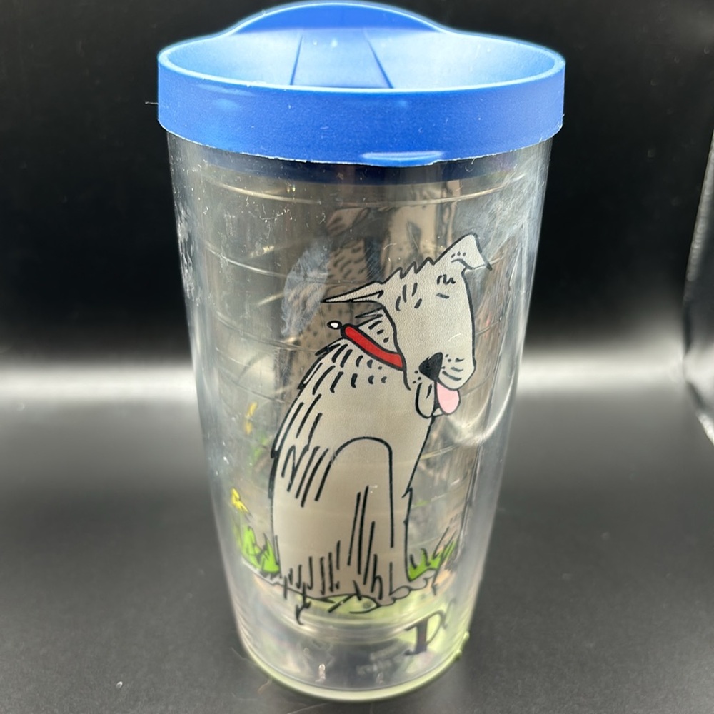 Tervis covered cup with “Dog Person” with 3 dogs on cup. 16 ounces